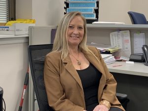 New City of Wildwood Municipal Clerk Lisa Brown is shown at her old desk the day after her appointment as city clerk. She was to move into her new office after City Clerk Christopher Wood retired May 1. Brown has been serving in the Clerk’s Office for 21 years.  