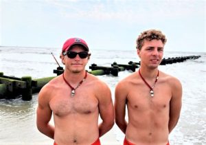 Wildwood Beach Patrol (WBP) lifeguards Hunter Gallagher and John O’Neil responded to an after-hours rescue call at the Leaming Avenue beach