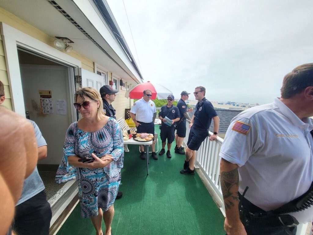 Visitors at the Cape May Beach Patrol building during Cape May Beach Safety Committee’s open house