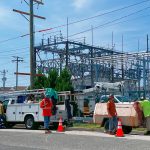 Atlantic City Electric crews work to restore power at the utility's electric plant substation on Lake Avenue in Wildwood at about 11:30 a.m. July 8.