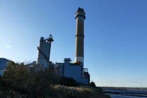 The dormant smokestack of the B.L. England Generating Station in Beesley's Point during the late-afternoon Oct. 4. 