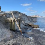 Severe scarfing at the beach entrance at 15th Avenue in North Wildwood is evident, Sept. 27, following a weekend storm.